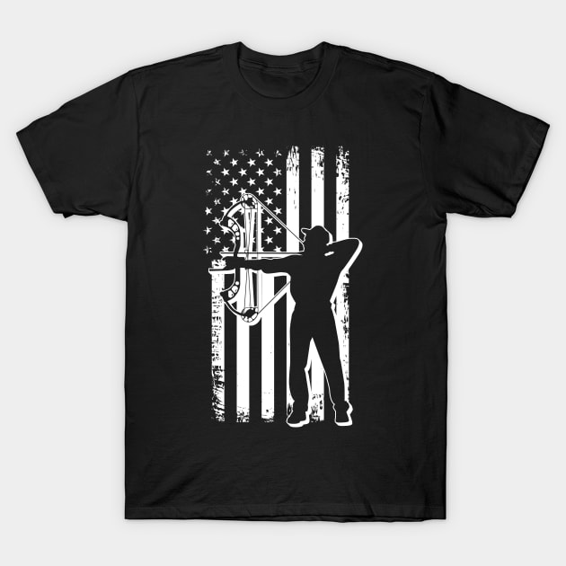 Bow Archery Usa Flag America T-Shirt by ksshop